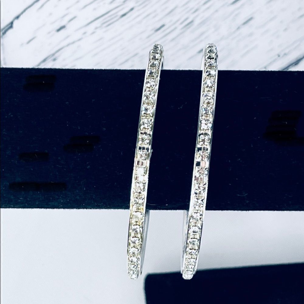 Hoop Earrings with Medium Size Rhinestones